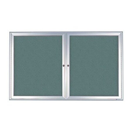 United Visual Products Double Door Enclosed Radius EZ Tack Board, 42"x32", White/White UV7002EZ5-WHITE-WHITE